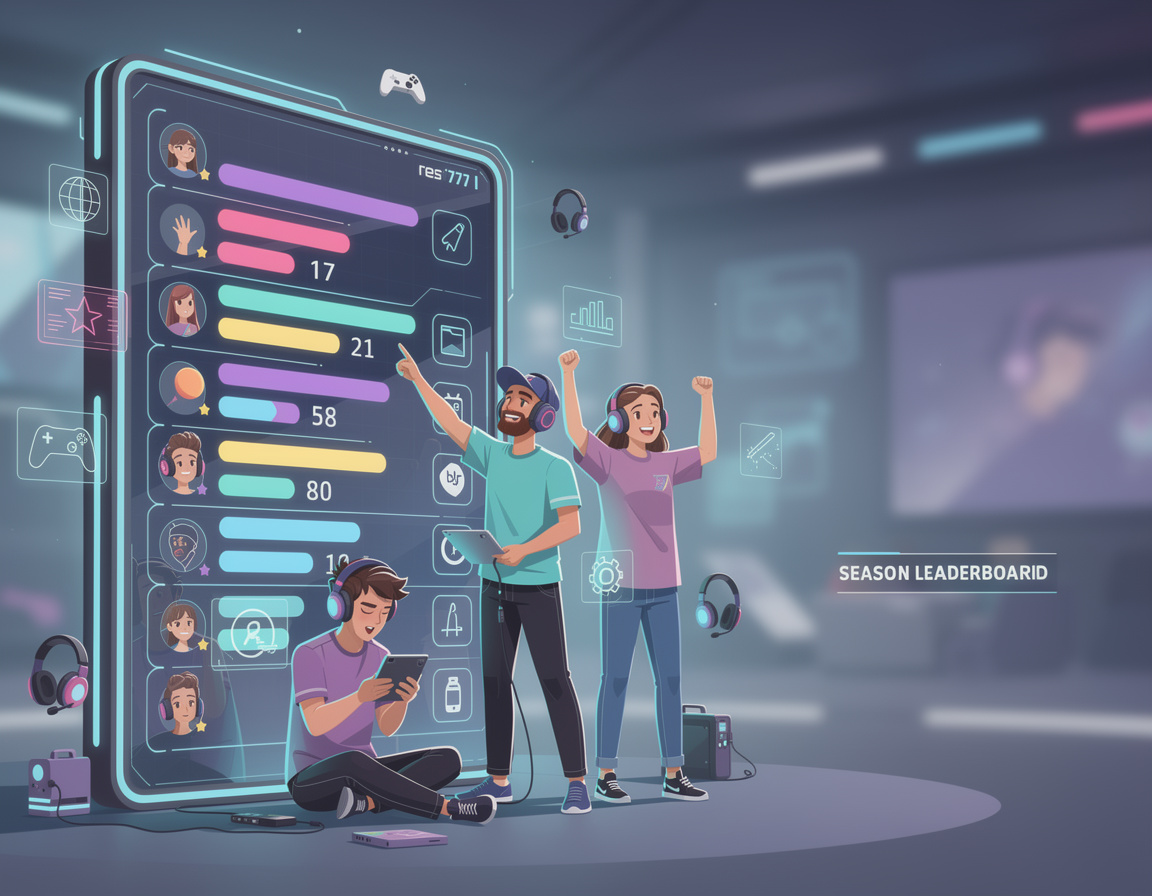 Ilustrasi leaderboard season komunitas untuk turnamen game online res777
